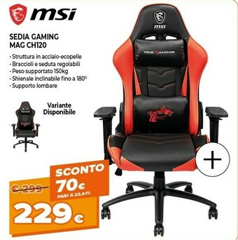 Expert Mag ch120 sedia per videogioco sedia da gaming per pc nero, rosso offerta