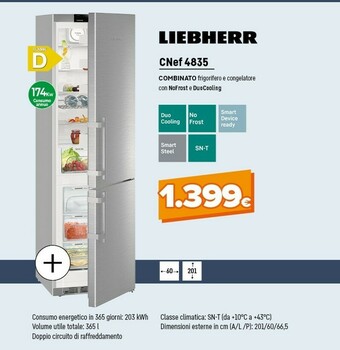 Expert Cnef 4835 frigorifero con congelatore libera installazione argento 381 l a+++ offerta