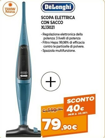Expert Delonghi colombina class xl130.21 sacchetto per la polvere nero, blu 1 l 450 w offerta