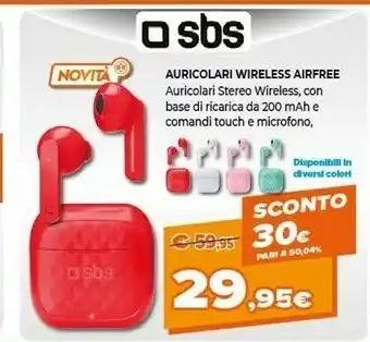 Expert Sbs auricolari wireless airfree offerta