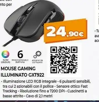 Expert Trust gxt 922 ybar mouse mano destra usb tipo a meccanico 7200 dpi offerta