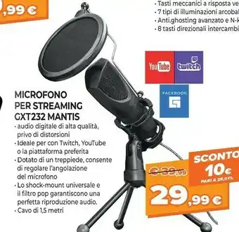 Gxt 232 mantis nero microfono per pc