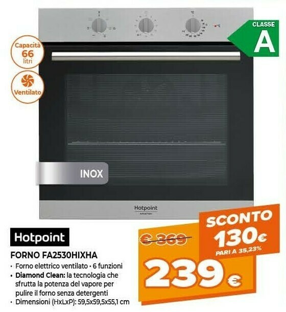 Fa2 530 h ix ha forno elettrico 66 l nero, acciaio inossidabile a offerta  di Expert