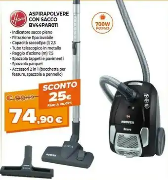 Aspirapolvere con sacco bv44par011