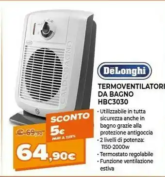 Expert Delonghi termoventilatori da bagno hbc3030 offerta