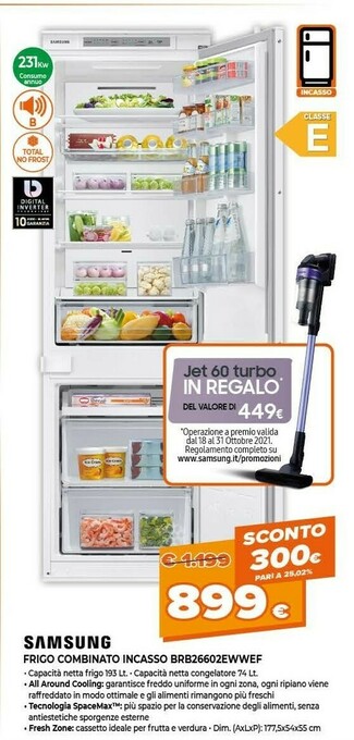 Brb26602eww frigorifero con congelatore da incasso 267 l e bianco