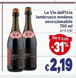 A&O Le vie dell'uva - lambrusco di modena amabile 750 g(ml) offerta