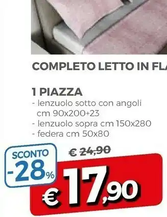 A&O Completo letto in flanella 1 piazza offerta
