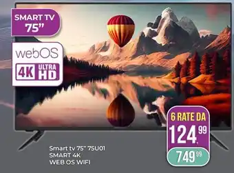 Portobello Smart tv 75" 75U01 SMART 4K WEB OS WIFI offerta