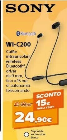 Expert Wi-c200 cuffia auricolare, passanuca bluetooth nero offerta
