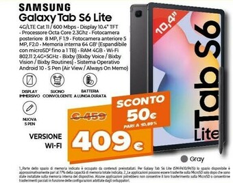 Expert Galaxy tab s6 lite , grey, 10.4, wi-fi 5 (802.11ac), 64gb offerta
