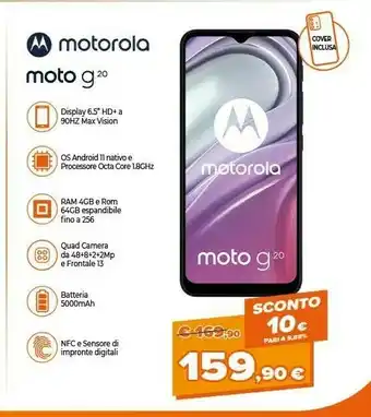 Expert Moto g20 16,5 cm (6.5") dual sim ibrida android 11 4g usb tipo-c 4 gb 64 gb 5000 mah blu offerta