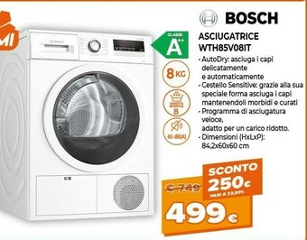Expert Serie 4 wth85v08it asciugatrice libera installazione caricamento frontale bianco 8 kg a++ offerta