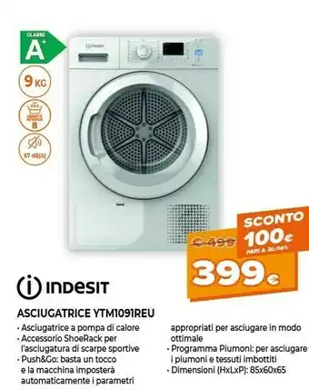 Expert Ytm1091reu asciugatrice libera installazione caricamento frontale 9 kg a+ bianco offerta
