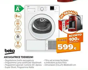 Expert Beko asciugatrice tdex832wi offerta