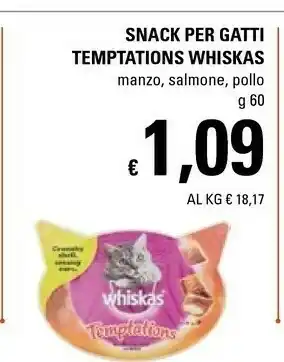 Basko Snack per gatti temptations manzo/ salmone/ pollo 60 g offerta