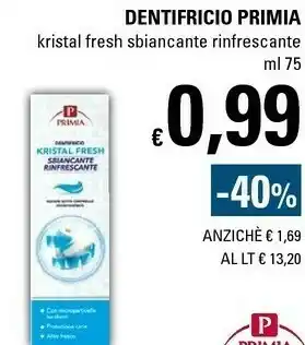Dentifricio kristal fresh sbiancante rinfrescante