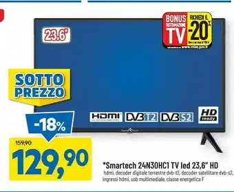 DPiù Smartech 24n30hc1 tv led 23.6" hd offerta