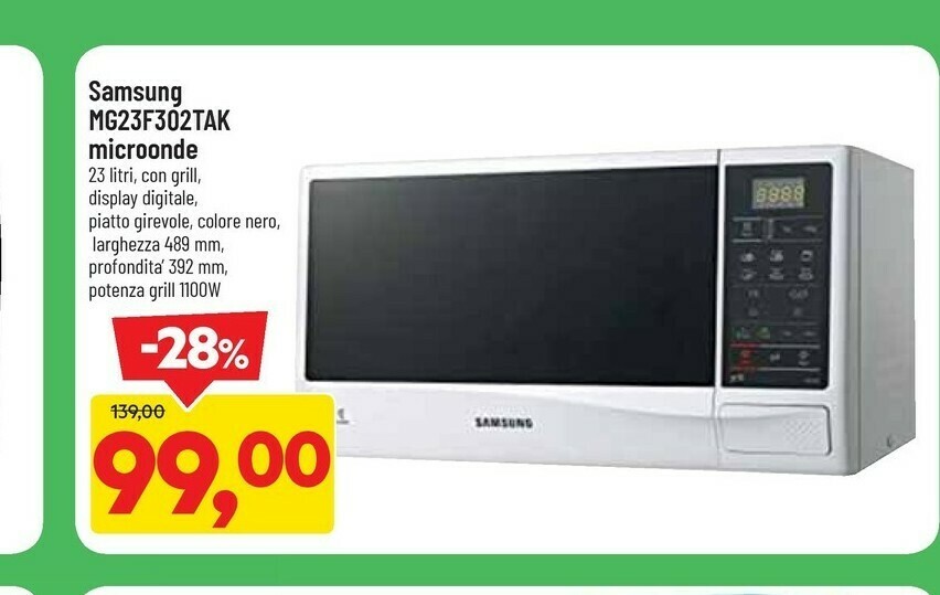 Mg23f302tak microonde 23 l 1100 w offerta di DPiù