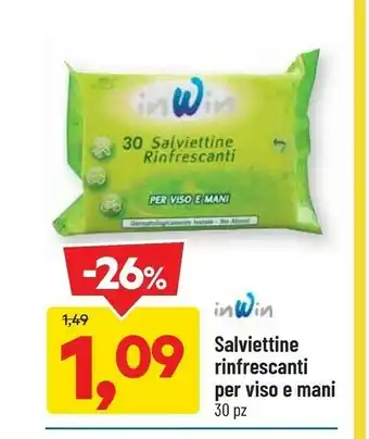 In win salviettine rinfrescanti per viso e mani