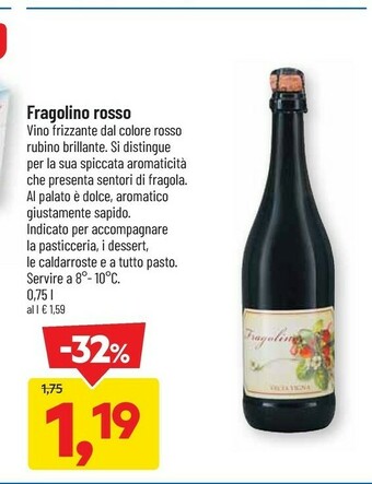 DPiù Fragolino rosso 750 ml offerta