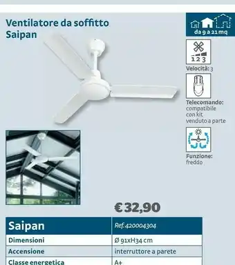 Bricocenter Ventilatore da soffitto saipan offerta