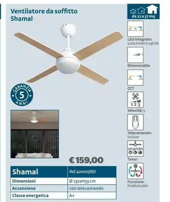 Bricocenter Ventilatore da soffitto shamal offerta