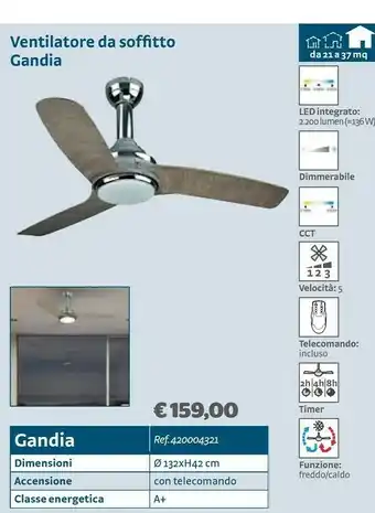 Bricocenter Ventilatore da soffitto gandia offerta
