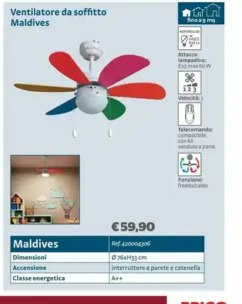 Bricocenter Ventilatore da soffitto maldives offerta