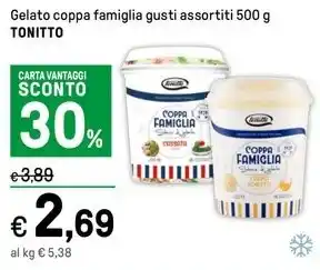 Iper La Grande Gelato coppa famiglia gusti assortiti 500 g TONITTO offerta