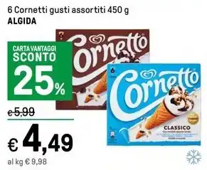 Iper La Grande 6 Cornetti gusti assortiti 450 g ALGIDA offerta