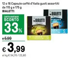 Iper La Grande 12 o 16 Capsule caffé d'Italia gusti assortiti da 115 g a 175 g BIALETTI offerta