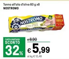 Iper La Grande Tonno all'olio d'oliva 60 g x8 NOSTROMO offerta