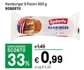 Iper La Grande Hamburger 6 Panini 300 g ROBERTO offerta