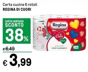 Iper La Grande Carta cucina 6 rotoli REGINA DI CUORI offerta