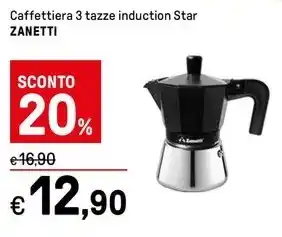 Iper La Grande Caffettiera 3 tazze induction Star ZANETTI offerta