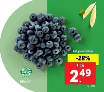 Lidl Mirtilli 250 g confezione offerta