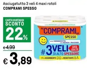 Iper La Grande Asciugatutto 3 veli 4 maxi rotoli COMPRAMI SPESSO offerta