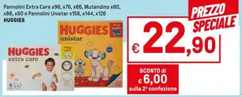 Iper La Grande Pannolini Extra Care x96, x76, x66, Mutandino x80, x68, x60 o Pannolini Unistar x156, x144, x126 HUGGIES offerta