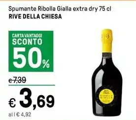 Iper La Grande Spumante Ribolla Gialla extra dry 75 cl RIVE DELLA CHIESA offerta