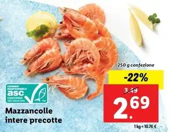 Lidl Mazzancolle intere precotte 250 g confezione offerta