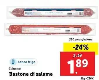 Lidl Salumeo Bastone di salame 250 g confezione offerta