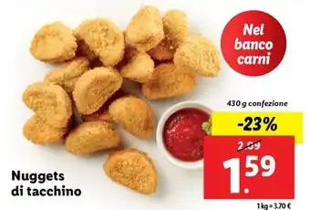 Lidl Nuggets di tacchino 430 g confezione offerta