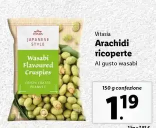 Lidl Vitasia Arachidi ricoperte Al gusto wasabi 150 g confezione offerta