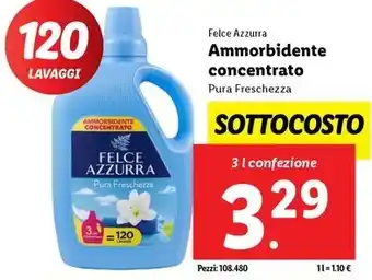 Lidl Felce Azzurra Ammorbidente concentrato Pura Freschezza 3 l confezione offerta