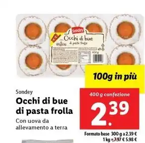 Lidl Sondey Occhi di bue di pasta frolla 400 g confezione offerta