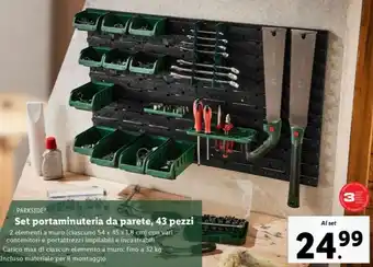 Lidl PARKSIDE Set portaminuteria da parete, 43 pezzi offerta