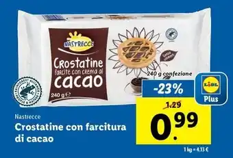 Lidl Nastrecce Crostatine con farcitura di cacao 240 g confezione offerta