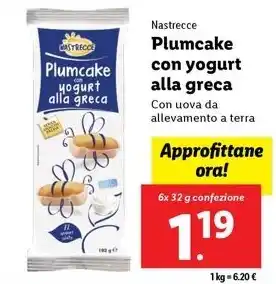 Lidl Nastrecce Plumcake con yogurt alla greca 6x 32 g confezione offerta