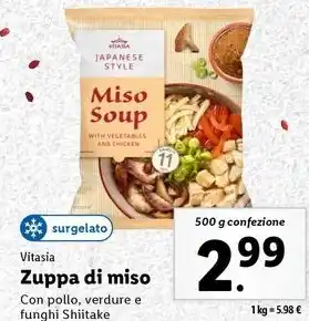 Lidl Vitasia Zuppa di miso 500 g confezione offerta
